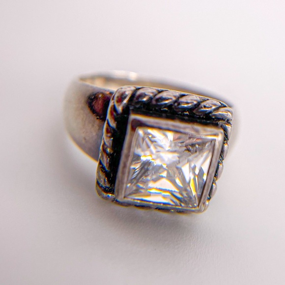 Silpada Sterling 925 Silver Elizabeth CZ Braided Rope Frame Ring. Size 6. - Picture 5 of 11